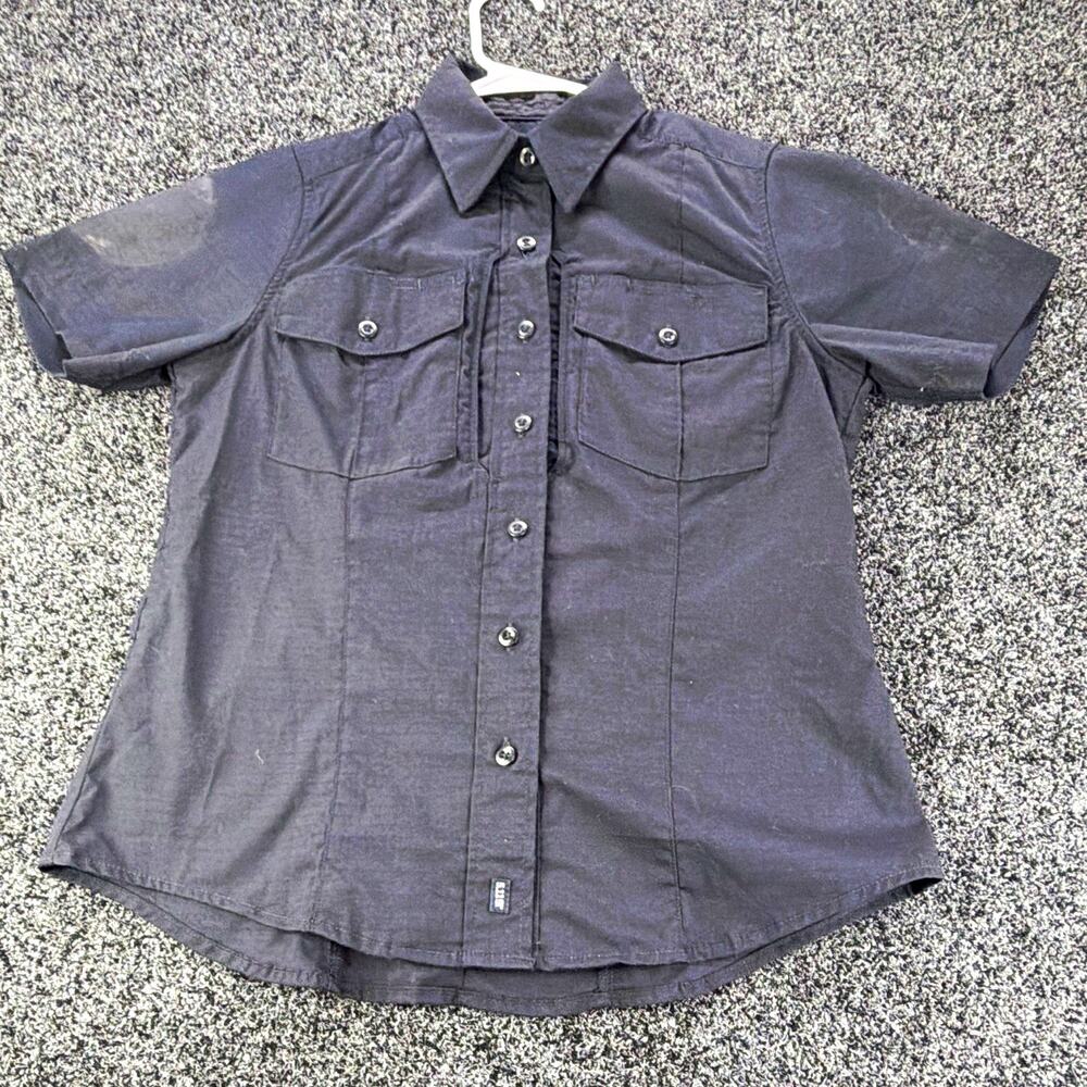 5.11 Tactical S Black Solid Short Sleeve Point Collar Button-Up Pockets